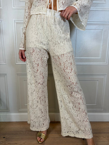 Pantalone palazzo pizzo burro - Kikisix