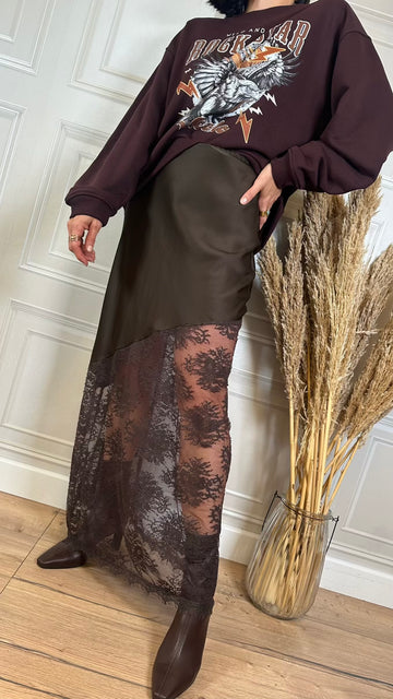 Longuette satin pannello pizzo - Haveone