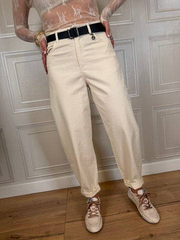 Pantalone carrot cuoricino panna - SusyMix