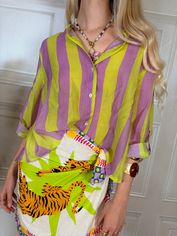 Camicia righe lilla e lime - Haveone