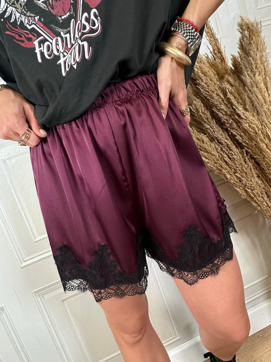 Shorts lingerie pizzo vino - Vicolo