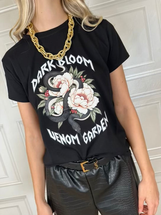 T-shirt dark bloom nera - Vicolo