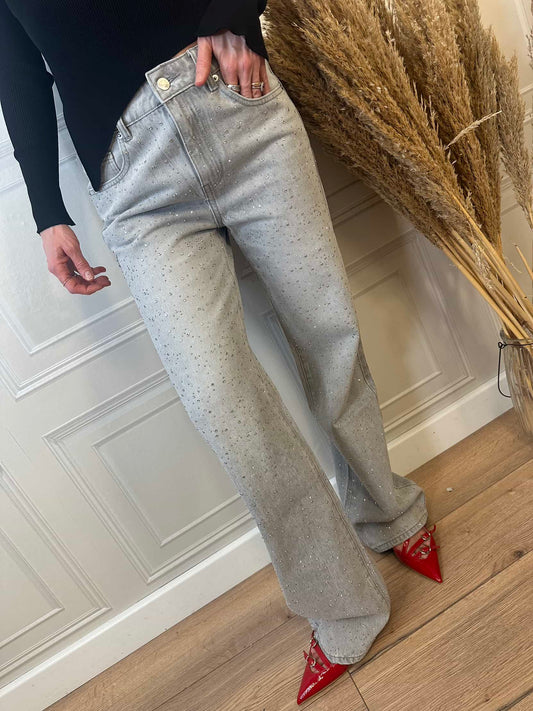 Jeans Aurora con strass grigio - Vicolo