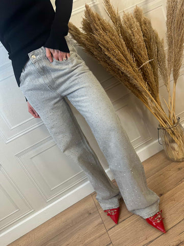 Jeans Aurora con strass grigio - Vicolo