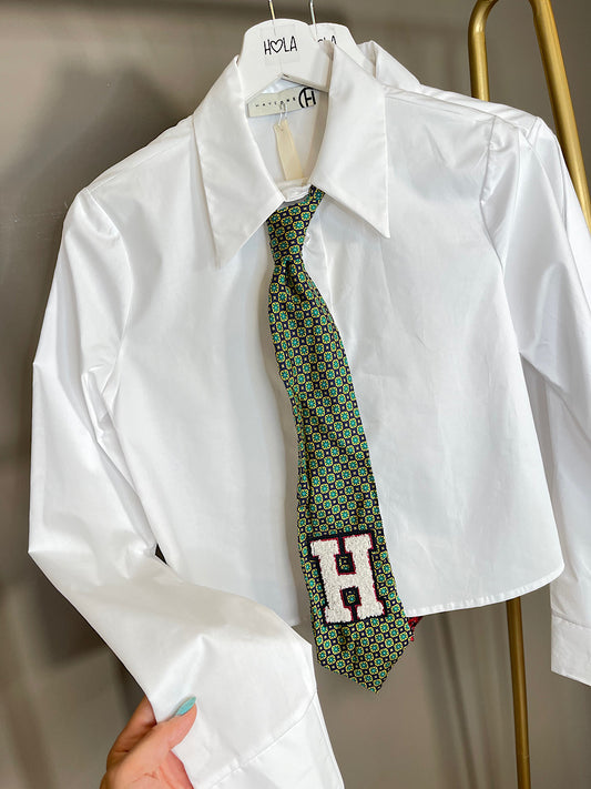Camicia cropped con cravatta - Haveone