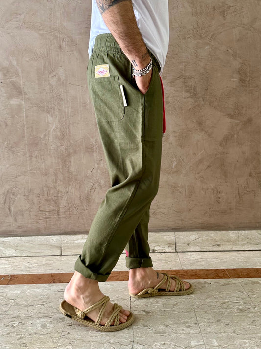 Pantalone lino verde militare - Tematico