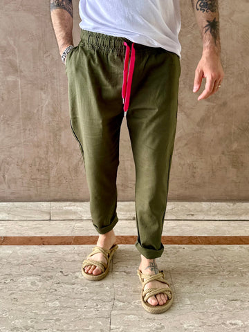 Pantalone lino verde militare - Tematico