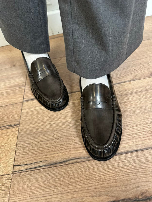 Mocassino pelle abrasivato fango - Ovyé