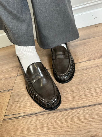 Mocassino pelle abrasivato fango - Ovyé