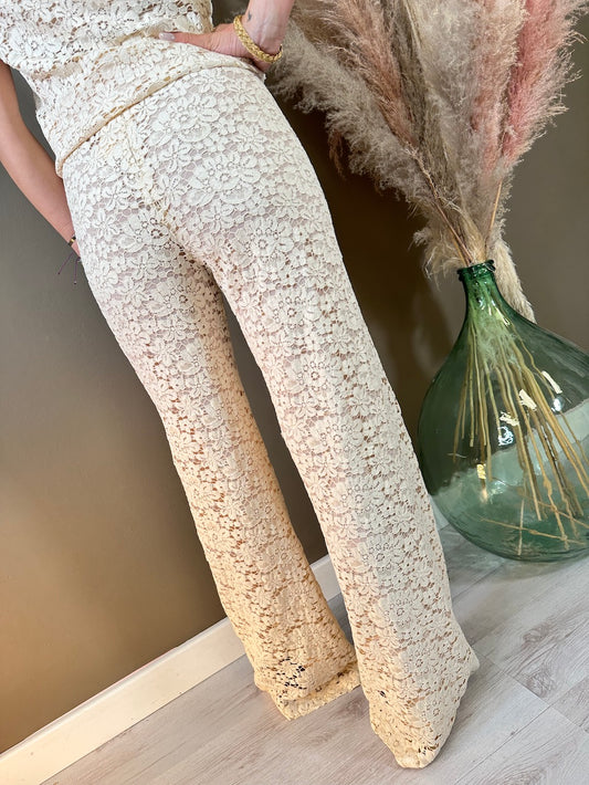 Pantalone palazzo in pizzo macramè - Kontatto
